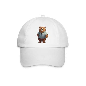 Comic Bär - Tier Design - Baseballkappe - Weiß/Weiß - Vorne