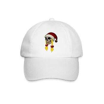 Totenschädel Weihnachten Mütze Zöpfe Frau - Baseballkappe - Weiß/Weiß - Vorne