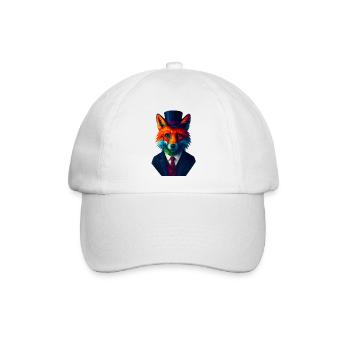 WPAP Stil Tiere - Fuchs eleganter Anzug Monokel - Baseballkappe - Weiß/Weiß - Vorne