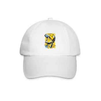 Stylischer Hip Hop Charakter - Baseballkappe - Weiß/Weiß - Vorne