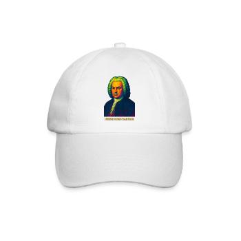 WPAP Polygon Porträt Johann Sebastian Bach - Baseballkappe - Weiß/Weiß - Vorne