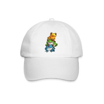 Gestapelte Frösche Cartoon-Design - Baseballkappe - Weiß/Weiß - Vorne