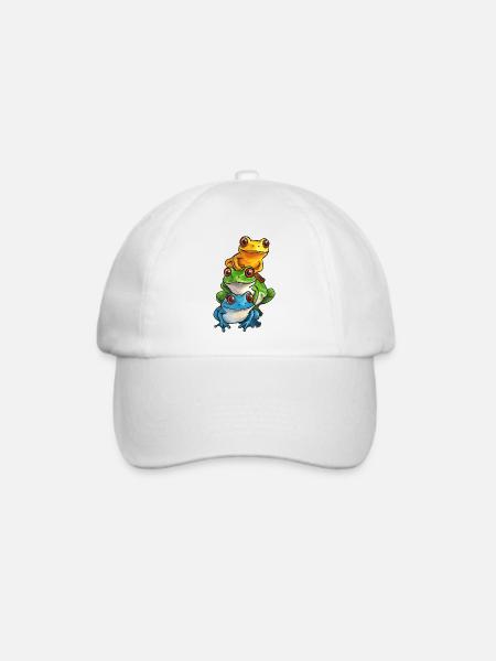 Gestapelte Frösche Cartoon-Design - Baseballkappe - Weiß/Weiß