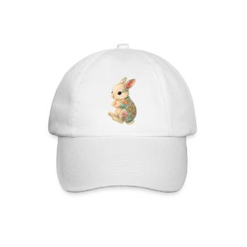 Yakuza Bunny – Weiches Fell, kräftige Tinte - Baseballkappe - Weiß/Weiß - Vorne