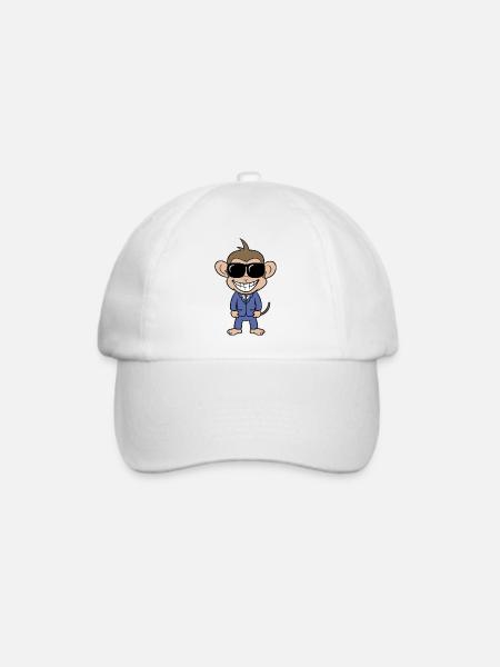 Business Affe mit Anzug und Sonnenbrille - Baseballkappe - Weiß/Weiß