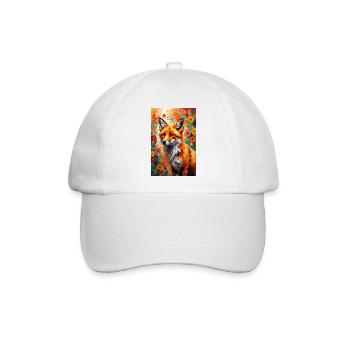Fuchs Blumen abstrakt Fuchsliebhaber Geschenk  - Baseballkappe - Weiß/Weiß - Vorne