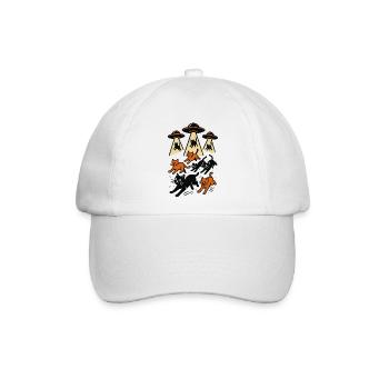 Alien Ufos Ufo Katze Katzen beamen Geschenk - Baseballkappe - Weiß/Weiß - Vorne
