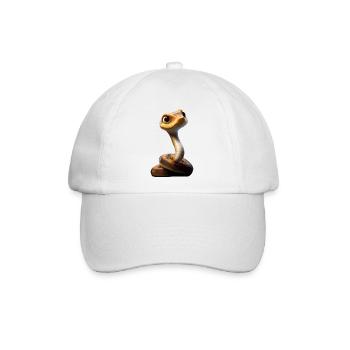 Schlange Python Kobra Klapperschlange Schlangen - Baseballkappe - Weiß/Weiß - Vorne