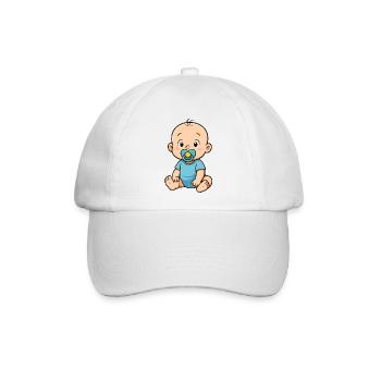 Spielerisches Baby mit Knuddel-Pacifier - Baseballkappe - Weiß/Weiß - Vorne