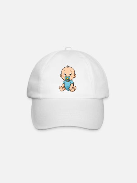 Spielerisches Baby mit Knuddel-Pacifier - Baseballkappe - Weiß/Weiß