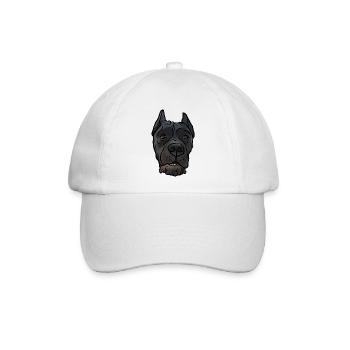 Cane Corso kupiert Kopf im Comicstyle - Baseballkappe - Weiß/Weiß - Vorne