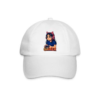 Gamer Katze Ohr Avatar, Liebe Gaming - Baseballkappe - Weiß/Weiß - Vorne
