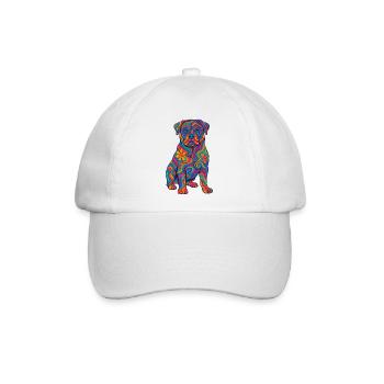 Psychedelischer und bunter Regenbogenhund - Baseballkappe - Weiß/Weiß - Vorne