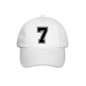 Grunge Sieben Zahl mit zerkratzter Textur - Baseballkappe - Weiß/Weiß - Vorne