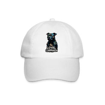 Staffordshire Bullterrier - treuer Begleiter - Baseballkappe - Weiß/Weiß - Vorne