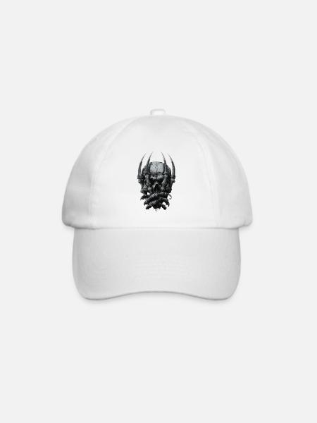 Dark Gothic Schädel - Baseballkappe - Weiß/Weiß