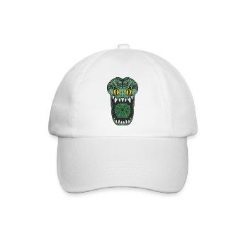 Smaragdgrüne Groteske Reißzahn-Kreatur - Baseballkappe - Weiß/Weiß - Vorne