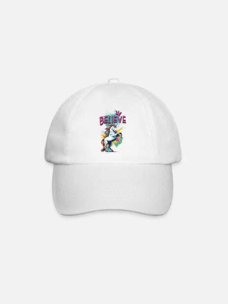 Einhorn Glaube Vintage Retro Bunt Modern Trend - Baseballkappe - Weiß/Weiß