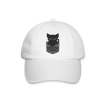 Ich bringe kein Unglück Schwarze Katze Brusttasche - Baseballkappe - Weiß/Weiß - Vorne