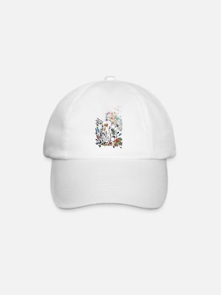 Blumen - Baseballkappe - Weiß/Weiß
