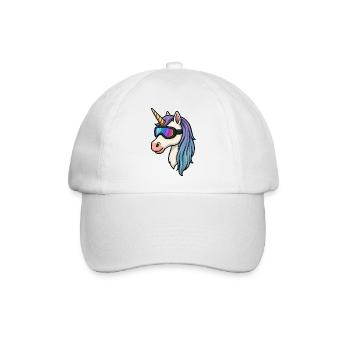 Einhorn mit cooler Skibrille - Baseballkappe - Weiß/Weiß - Vorne
