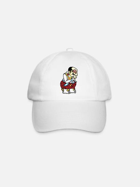 Tiki Skelett Hula Hawaii - Baseballkappe - Weiß/Weiß
