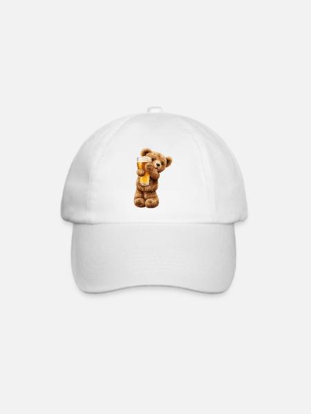 Bärchen mit Bierglas Bierchen Teddybär - Baseballkappe - Weiß/Weiß