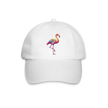 Bunte Flamingo-Regenbogen-Pop-Art-Aquarell - Baseballkappe - Weiß/Weiß - Vorne