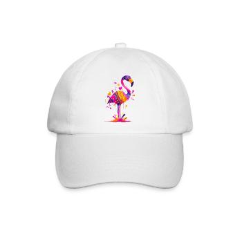 Farbexplosion Flamingo - Baseballkappe - Weiß/Weiß - Vorne