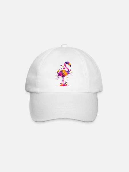 Farbexplosion Flamingo - Baseballkappe - Weiß/Weiß