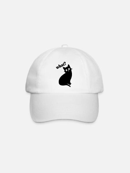 Lustige Schwarze Katze What - Baseballkappe - Weiß/Weiß