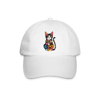 Blütenkatze Farbexplosion - Baseballkappe - Weiß/Weiß - Vorne