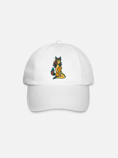Fuchsgeist-Pinup - Baseballkappe - Weiß/Weiß