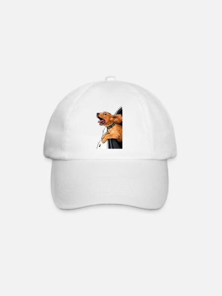 Roadtrip Dog – Wind im Fell - Baseballkappe - Weiß/Weiß