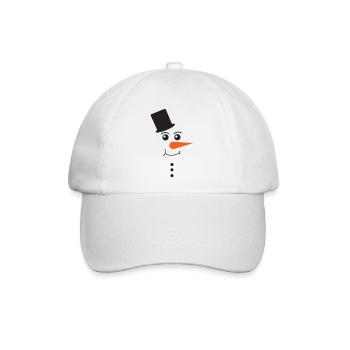 Snowman Face With Black Top Hat Winter Art - Baseballkappe - Weiß/Weiß - Vorne
