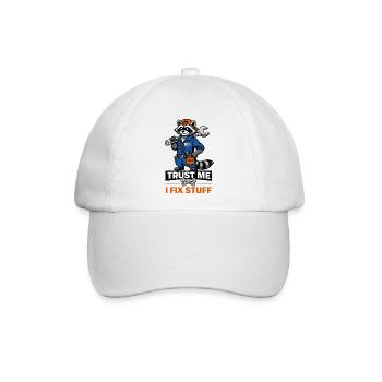 Waschbär-Reparaturprofi - Baseballkappe - Weiß/Weiß - Vorne