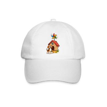 Beagle Hund Lustig Hundehaus Fun Design - Baseballkappe - Weiß/Weiß - Vorne