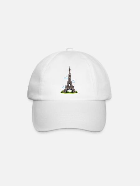 Eiffelturm Cartoon Stil - Baseballkappe - Weiß/Weiß