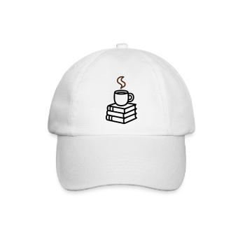 Bücher Kaffeetasse Lesen Buchclub Leseratte - Baseballkappe - Weiß/Weiß - Vorne