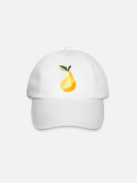 Geometrische Birne – Modernes Obst Motiv  - Baseballkappe - Weiß/Weiß