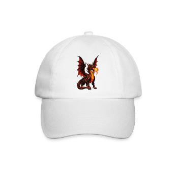 Feuerdrache Flammenatem - Baseballkappe - Weiß/Weiß - Vorne