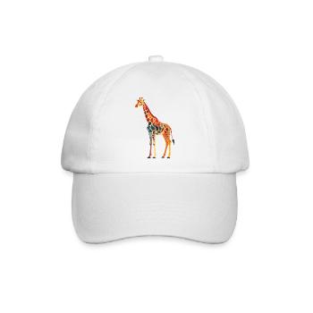 Mosaik-Giraffe im Regenbogenstil - Baseballkappe - Weiß/Weiß - Vorne