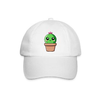 Kaktus Kawaii im Blumentopf - Baseballkappe - Weiß/Weiß - Vorne