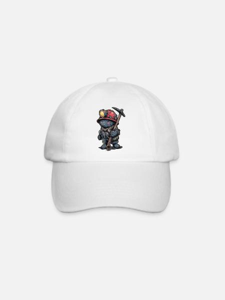 Bergmann Kumpel mit Helm und Grubenlampe - Baseballkappe - Weiß/Weiß