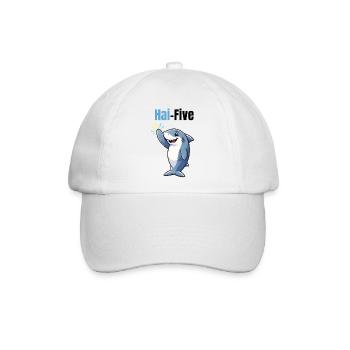 Hai-Five | Lustiger Cartoon-Hai mit High Five - Baseballkappe - Weiß/Weiß - Vorne