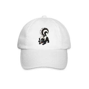 Kleines Stinktier mit fluffigem Schwanz - Baseballkappe - Weiß/Weiß - Vorne