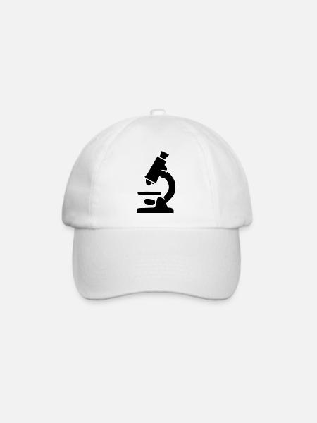 Mikroskop schwarz Wissenschaft Symbol Geschenk - Baseballkappe - Weiß/Weiß