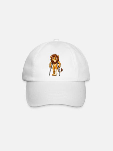 Kämpferlöwe mit Krücken - Baseballkappe - Weiß/Weiß