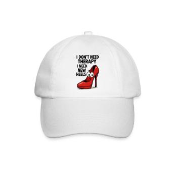 High Heels Therapy Cartoon: Comic Schuhe Spruch - Baseballkappe - Weiß/Weiß - Vorne