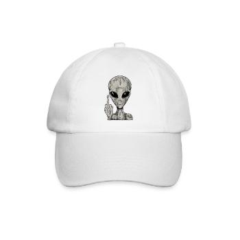 Alien Fuck Off – Mittelfinger - Baseballkappe - Weiß/Weiß - Vorne